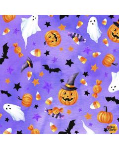 Boo! Tossed Pumpkins and Ghosts Purple Punch -- Hoffman Fabrics 4980-474 punch - 1 yard 25" remaining