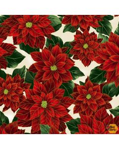 Holiday Wishes: Poinsettia Natural/Gold -- Hoffman Fabrics u7766-20g