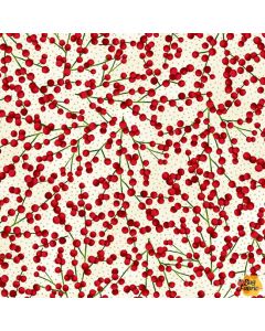 Holiday Wishes: All Over Berries Natural/Gold -- Hoffman Fabrics u7769-20g