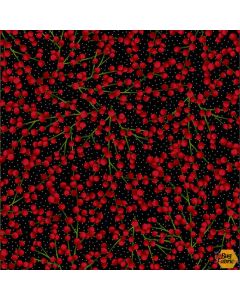 Holiday Wishes: All Over Berries Black/Gold -- Hoffman Fabrics u7769-4g