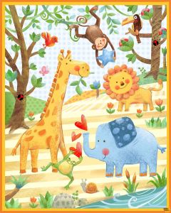 Wee Ones: Owls and Jungle Party Panel (1 yard) -- Oasis Fabrics 57-4051 