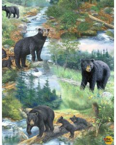 A New Adventure: Bears Scenic -- Wilmington Prints 10138-749  - 1 yard 33" + 21" remaining