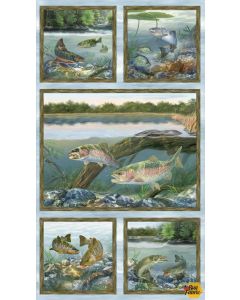 First Catch: Fishing Panel (2/3 yard) -- Wilmington Prints 10144-472 