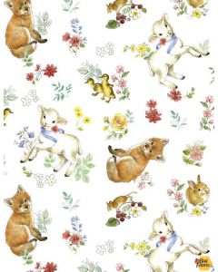New Friends by Jane Maday: Animal Toss White -- Wilmington Prints 28142-175 -- 2 yards 13" remaining