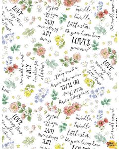 New Friends by Jane Maday: Word Toss White -- Wilmington Prints 28143-171