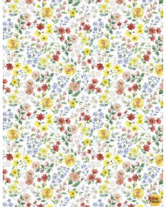 New Friends by Jane Maday: Flower Toss White -- Wilmington Prints 28144-151 