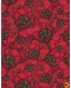 Harlequin Poppies: Packed Poppies Red -- Wilmington Prints 39629-935