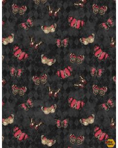 Harlequin Poppies: Butterflies Black -- Wilmington Prints 39632-993
