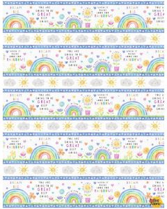 Raindrops & Sunshine: Rainbow Border Stripe -- Wilmington Prints 68549-149 