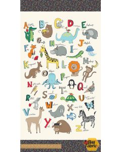 A to Zoo: Animal ABC Panel Ivory (2/3 yard) -- Windham Fabrics 52211p-1
