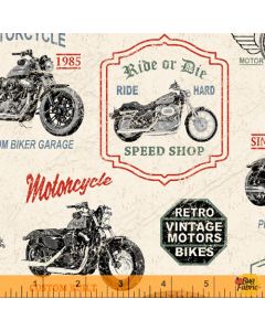 Born to Ride: Motorcycle Icons Cream -- Windham Fabrics 52240-1
