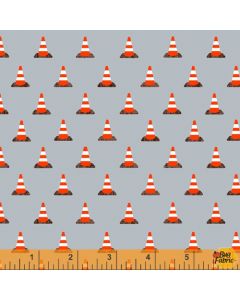 Work Zone: Construction Cones Gray -- Windham Fabrics 52268-5