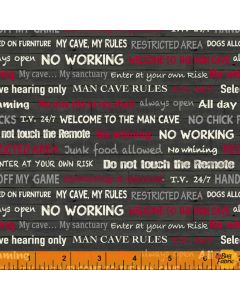 Man Cave: Rules Black Words -- Windham Fabrics 52414-5