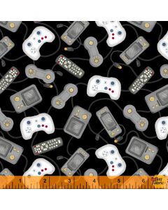 Man Cave: Game Controllers Black -- Windham Fabrics 52415-2