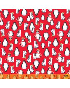 Snow Day: Penguins Red -- Windham Fabrics 52599d-2