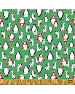 Snow Day: Penguins Green  -- Windham Fabrics 52599d-6