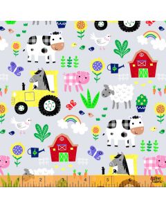 Farm Friends: Life on the Farm Gray -- Windham Fabrics 52612-3 - 3 yards 4" remaining