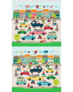 Busy Street: Animal Panel (approx 2/3 yard) -- Clothworks y3197-56