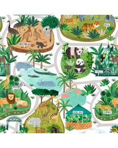 Ticket to the Zoo: Trail Map White  -- Clothworks Fabrics y3528-1