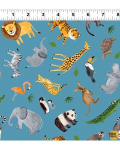 Ticket to the Zoo: Animals Sky -- Clothworks Fabrics y3529-98