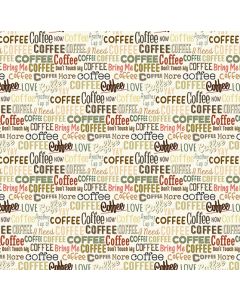 YAY! Coffee! Words Cream -- Clothworks Textiles y3657-57