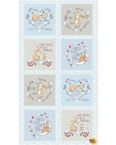 Guess How Much I Love You:  Block Panel Light Denim (2/3 yard)  -- Clothworks Textiles y3682-87