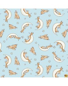 Guess How Much I Love You:  Sleepy Hares Light Blue -- Clothworks Textiles y3684-29