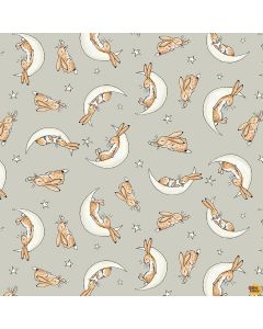 Guess How Much I Love You: Flannel Sleepy Hares Light Taupe -- Clothworks Textiles y3689-61 -- 1.5 yards remaining