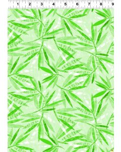 Jungle Drums: Leaves Light Green -- Clothworks Textiles y3738-20